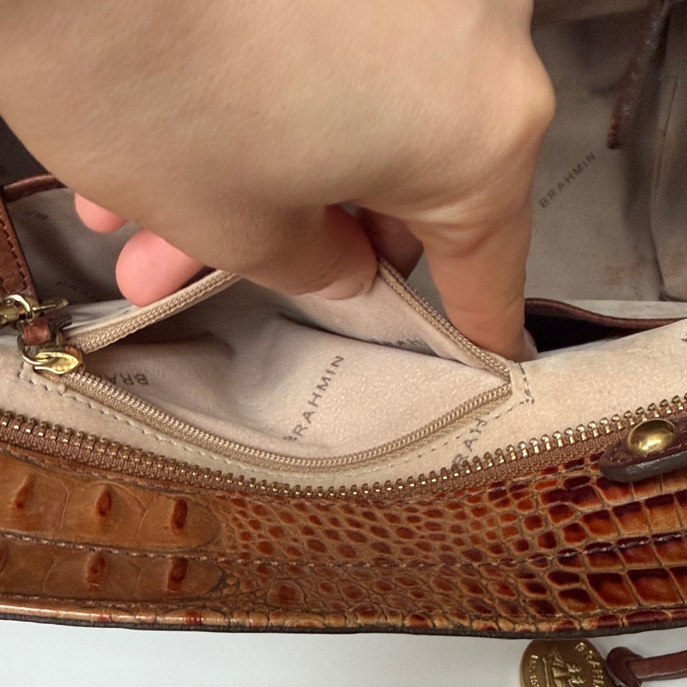Brahmin Brown Crocodile-Embossed Handbag - Picture 15 of 15